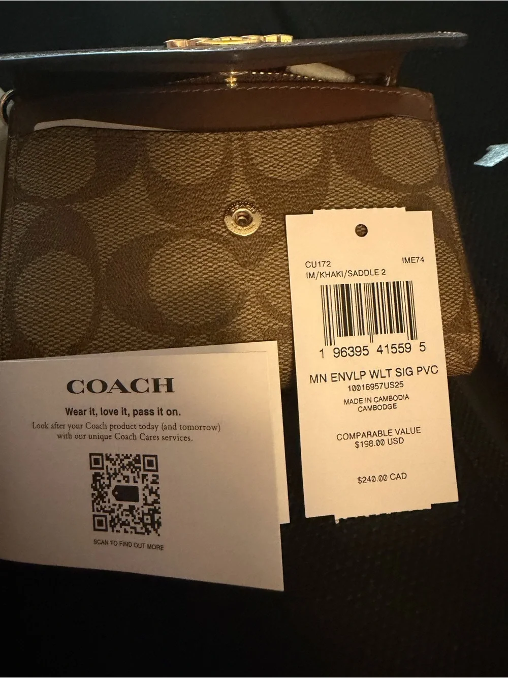 Coach Brown Leather Envelope Wallet / Bag  with Gold Logo NWT